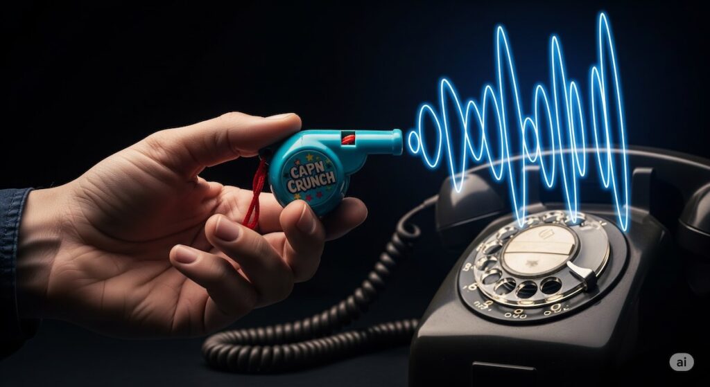 História dos primeiros hackers: Close-up de um apito de brinquedo que originou o phone phreaking